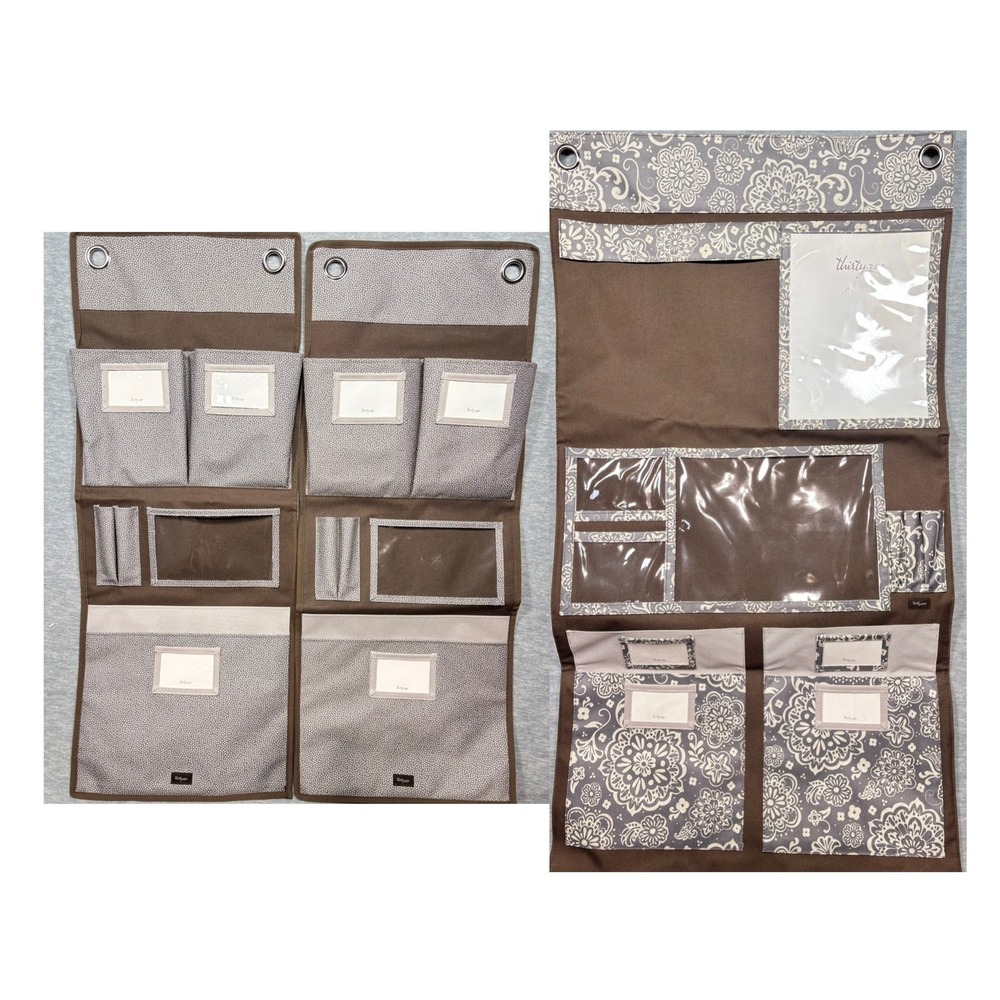Thirty-One Hanging‎ Wall Organizers Set of 3 Woodblock Pin Dot Storage Pockets